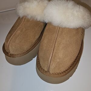 UGG Tan Suede Slippers with Cream Lining
